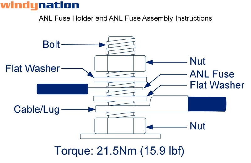 WindyNation ANL Fuse Holder + Fuse (2pcs 60A) - Image 3